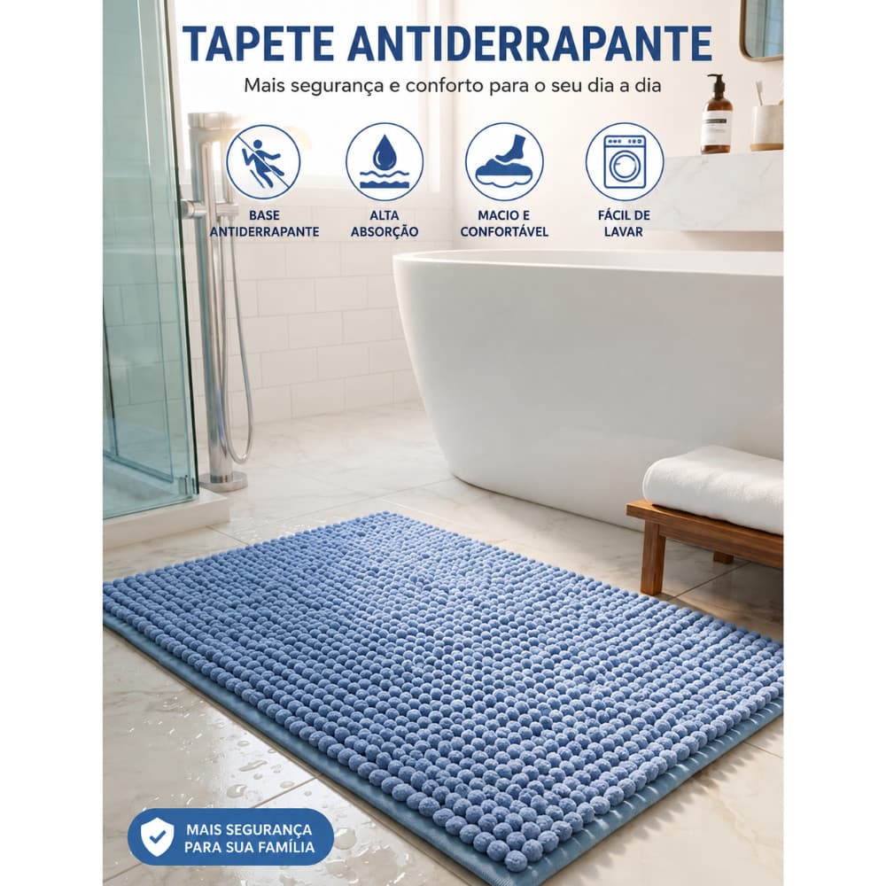 Tapete Felpudo Bolinha Macarrao Antiderrapante 38x58 Multiuso Sala Quarto Banheiro Sacada Absorvente
