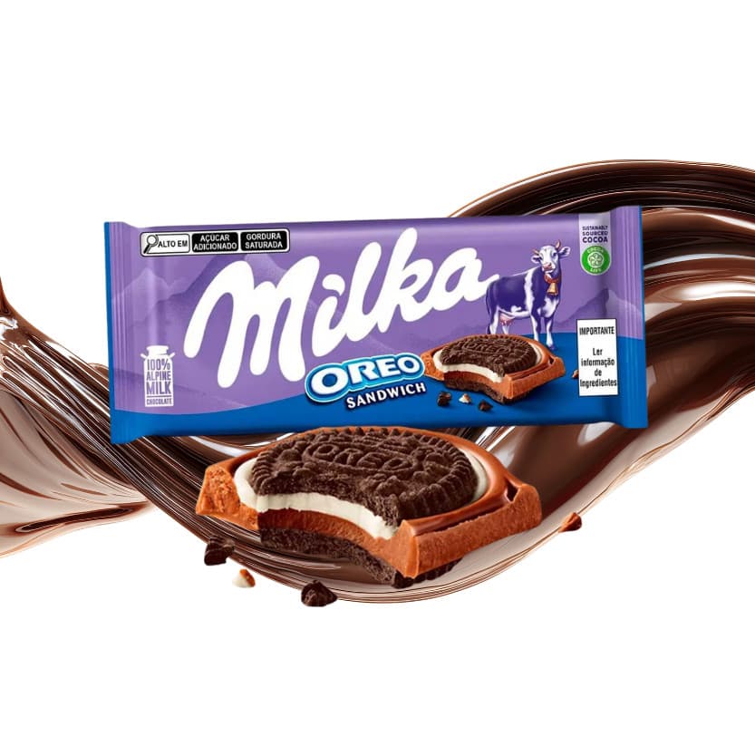 Milka Oreo Sandwich 92g – Chocolate Importado com Recheio de Biscoito