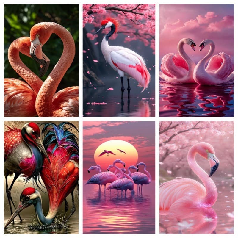 DOBUR | Conjunto De Pintura Diamante Flamingo/Swan 5D DIY Redondo/Quadrado Completo Broca Tela Com Número Artesanato Pre