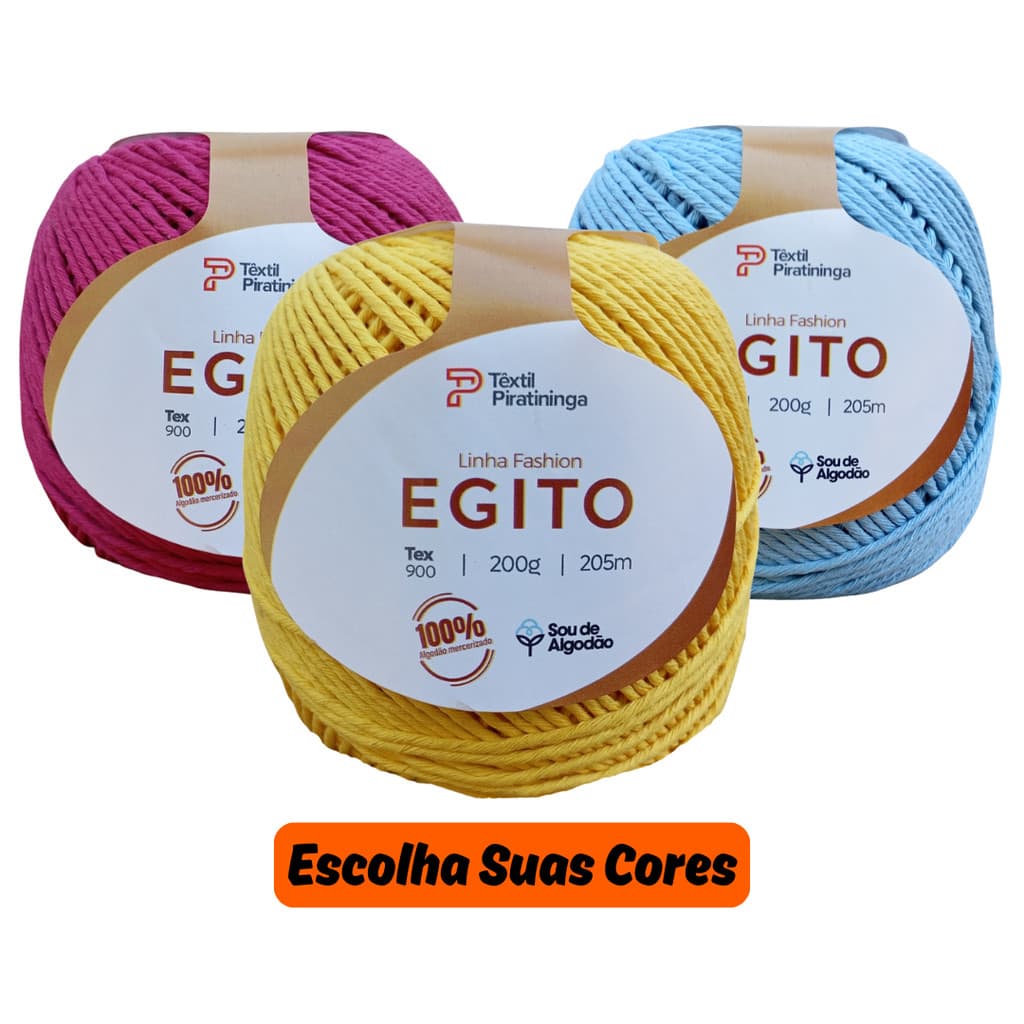 Linha Fashion Egito 200g Tex 1200 8/16 Barbante para Crochê e Artesanato