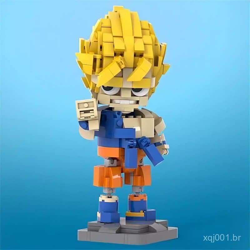 Blocos de Montar MOC Super Saiyan Goku Dragon Ball Compatíveis com Blocos de Montar Lego, Presente Educativo de Blocos d