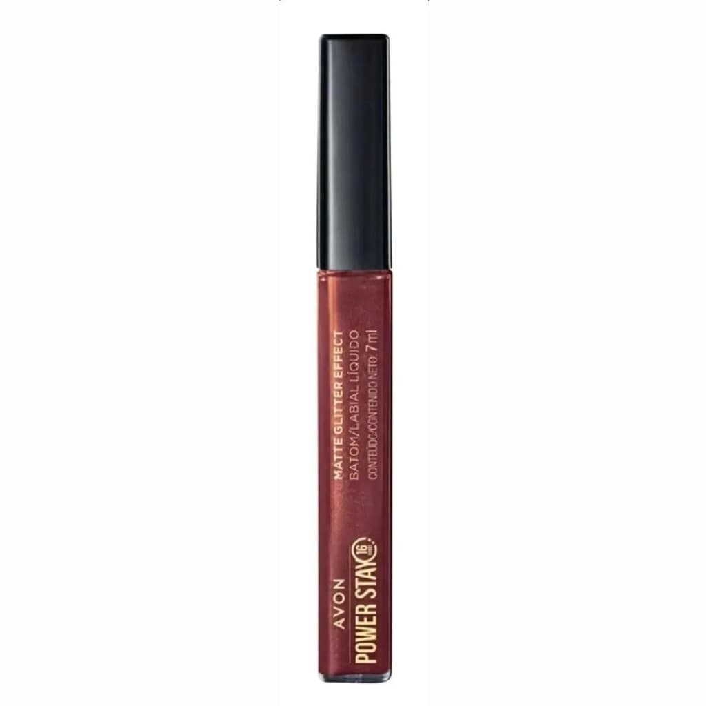 Avon Power Stay Matte Glitter Batom Líquido Nude Iluminado 7ml Longa Duração com Glitter