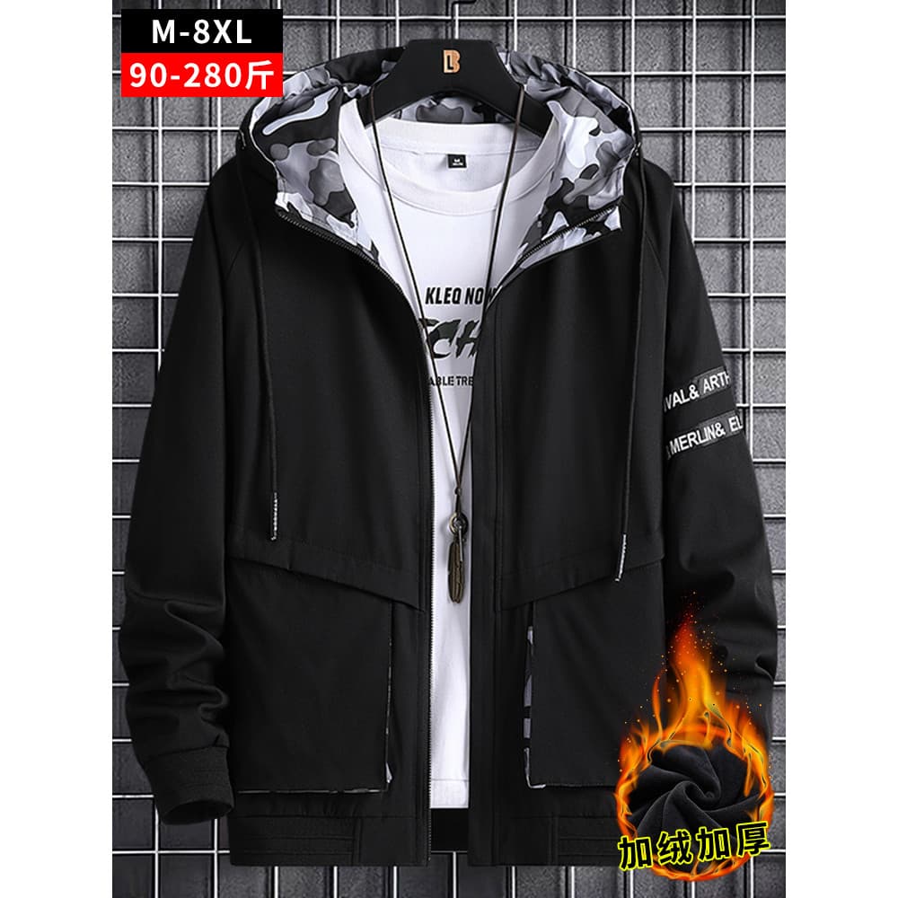 Jaqueta masculina de tamanho grande primavera outono 2024 novo estilo jaqueta camuflada mais gordura mais grande jaqueta