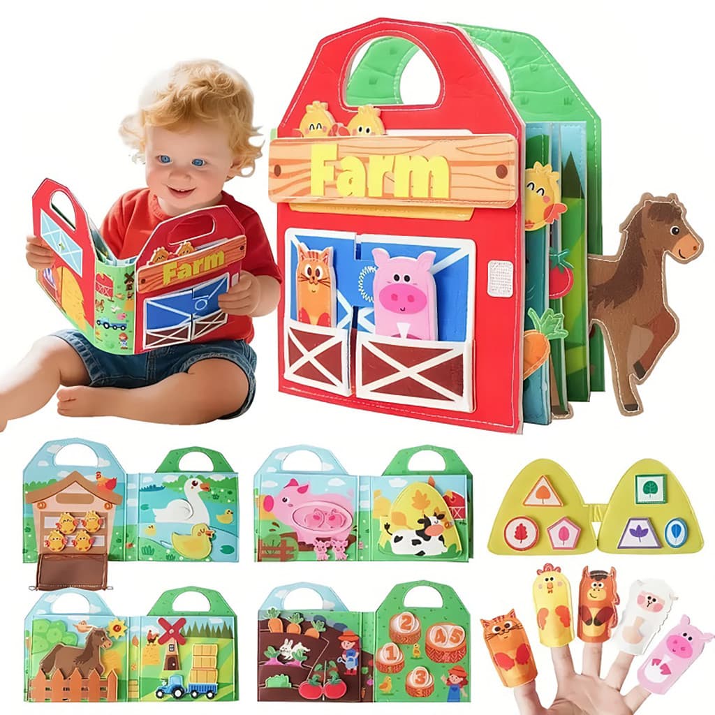 Livro Ocupado Montessori Fazenda de Feltro Brinquedo Educativo para Bebê Brinquedos De Menino Dia Das Crianças
