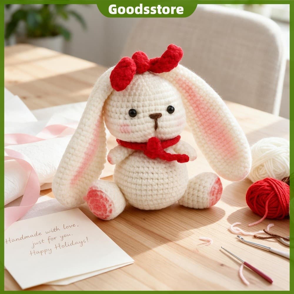 Kit Inicial De Crochê Lop Ear Bunny Amigurumi Com Fio E Materiais De Núcleo De Gancho Ergonômico , Fornecimento De Artes