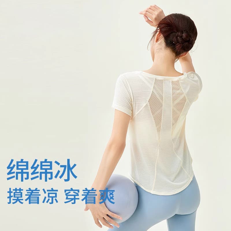 2025 novo estilo roupas de Fitness respirável manga curta primavera verão feminino roupas de Yoga camiseta profissional 