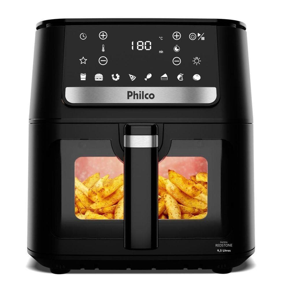 Air Fryer Philco PAF95A 9,5L 1800W Cesto Quadrado Digital Revestimento Cerâmico Preto 220V