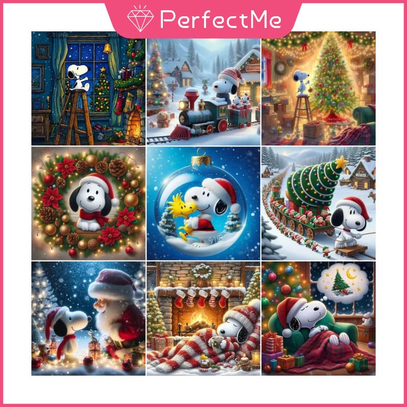 Pmcartoon Snoopy Natal 5d Pintura Diamante Cheio De Sala De Estar Colar Ponto Cruz Quarto Jantar Bordado Decoração De Ca
