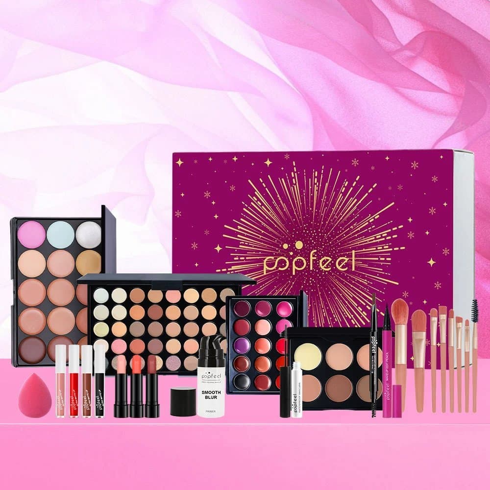 1 Kit De Maquiagem Completo Com Paletas De Sombras , Pincéis De Brilho Labial E Ferramentas De Beleza Para Uso Diário Em