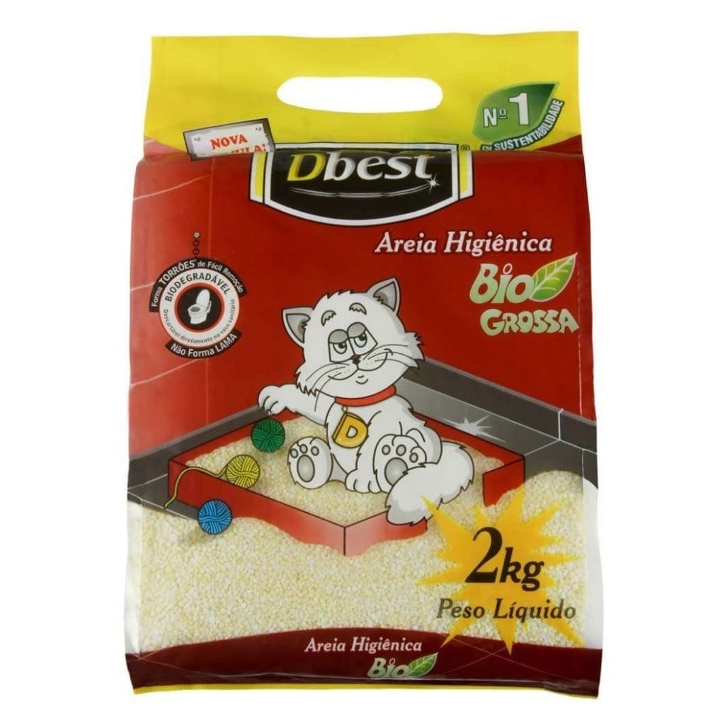 Areia Higiênica Sanitária Para Gatos Dbest Bio Grossa 2kg