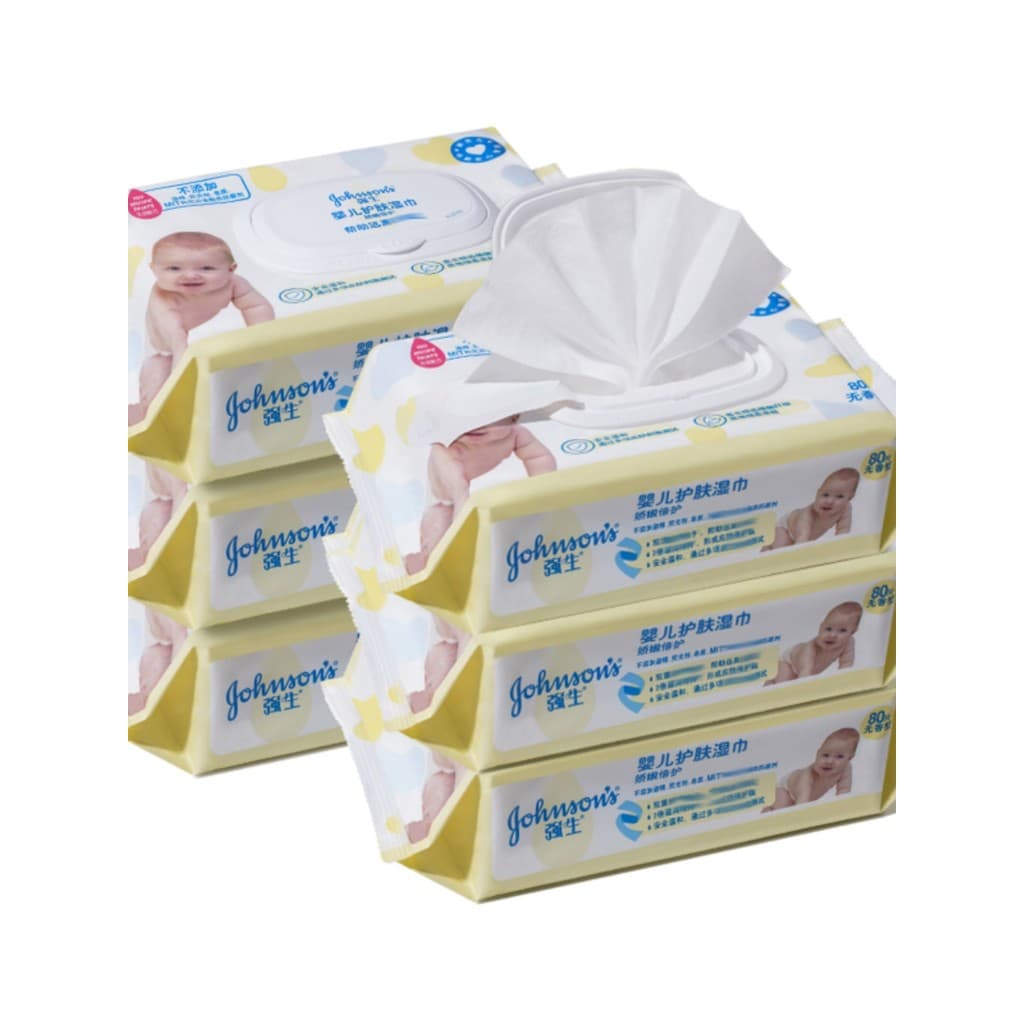 Johnson & Johnson Lenços umedecidos delicados para bebês recém-nascidos, lenços umedecidos para bebês, 80 peças * 6 paco