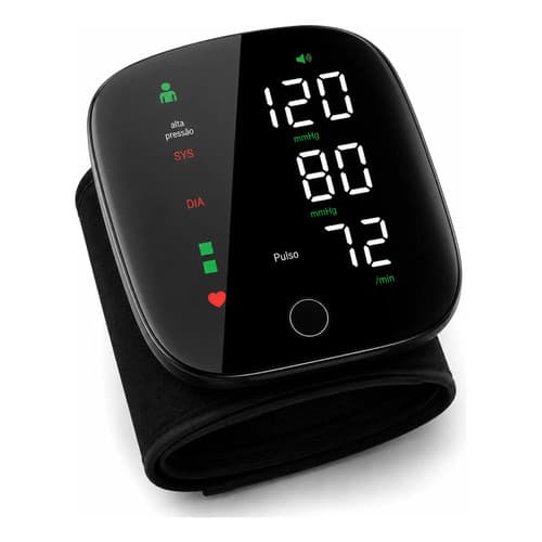 Aparelho de Pressão Arterial Digital de Pulso com Monitor Cardíaco LCD - Memória 120 Medições Automático