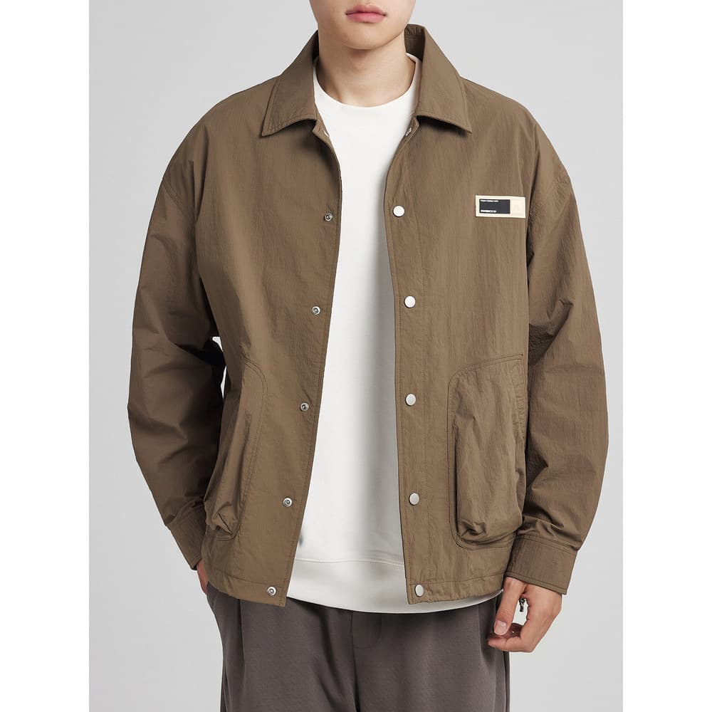 Momaike Jaqueta masculina de lapela primavera outono masculina solta Casual camisa de trabalho masculina Top fino