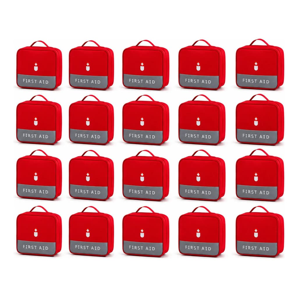 Kit 20 Bolsa Necessaire Porta Remédios Primeiros Socorros Vermelha