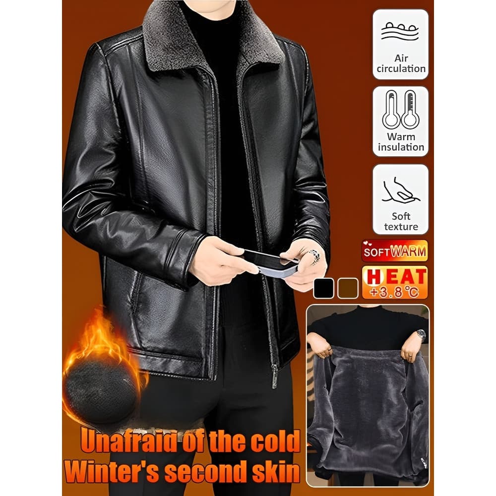 [Ideal Para o Frio] Jaqueta Masculina Forrada/Jaqueta de Couro para Dias Frios/Jaqueta Casual Masculina
