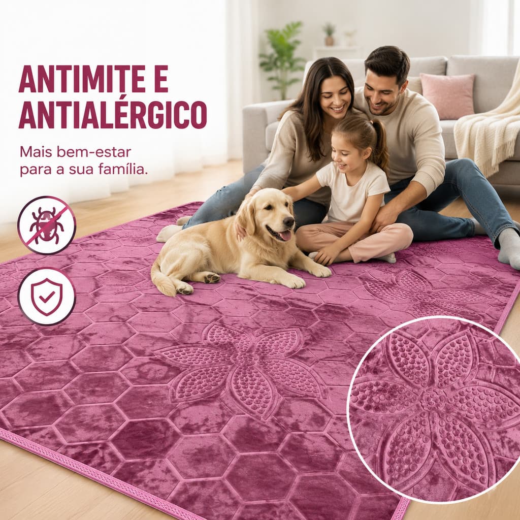 Tapete Decorativo 100x150cm Estampado Antiderrapante para Sala Quarto Casa