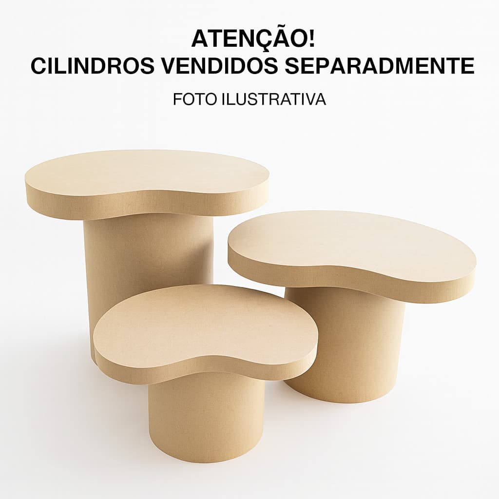Tampas Para Cilindros MDF Trio Modelo Orgânico Kit 3 Peças Para Festa Infantil Chá Revelação E Eventos