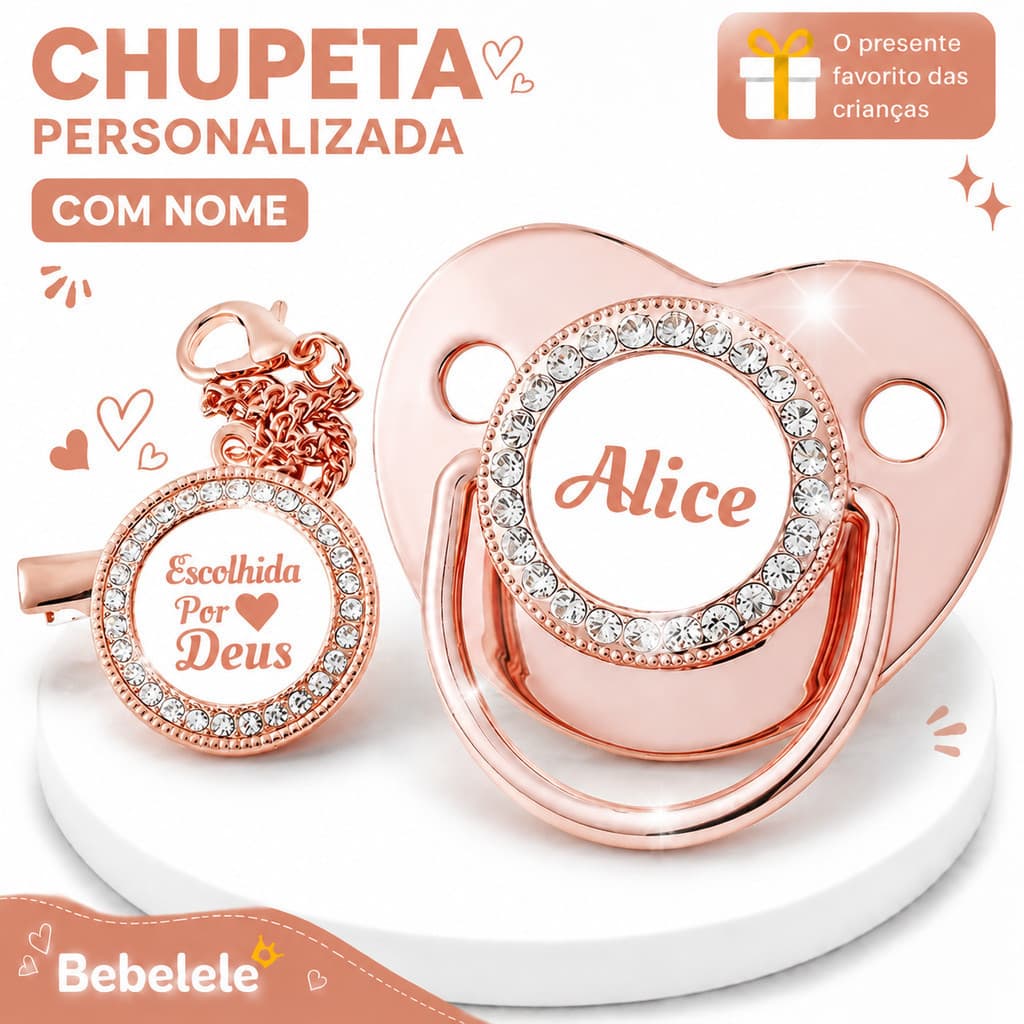 Chupeta personalizada com o nome do bebê, corrente de chupeta de silicone, sem BPA &UK1L