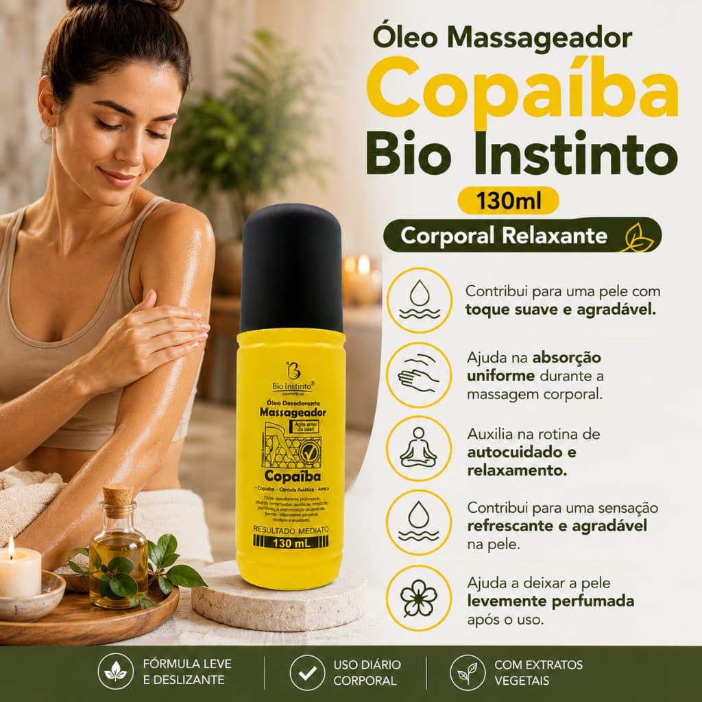 Óleo Massageador Copaíba Bio Instinto 130ml Corporal Relaxante