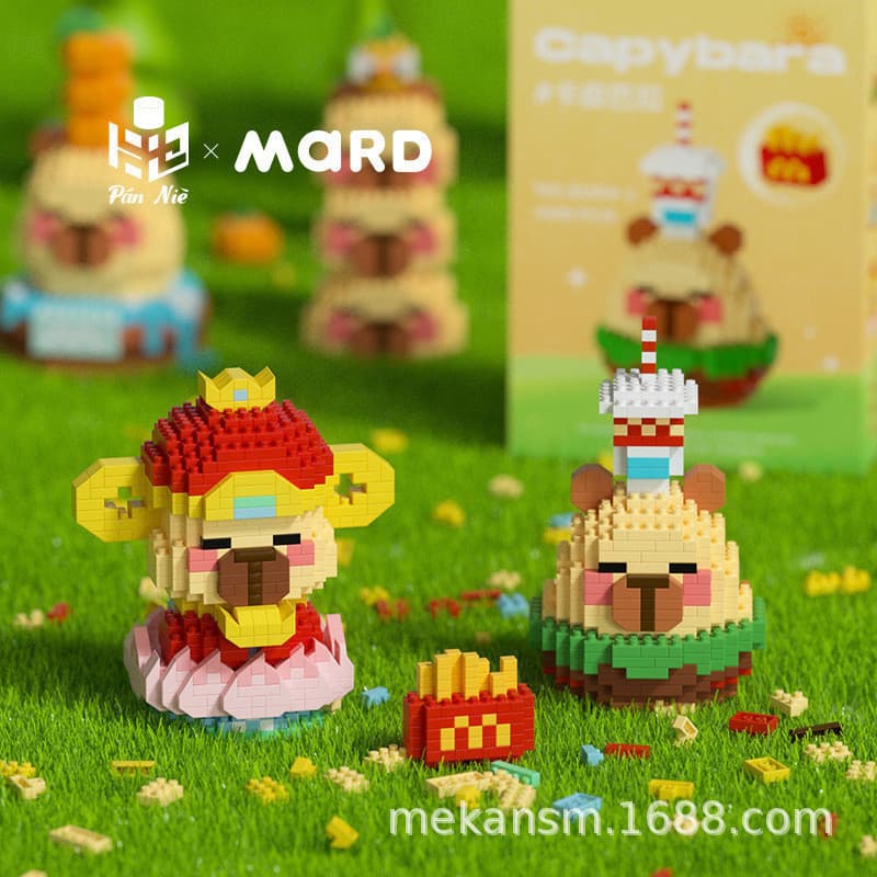 Brinquedo de blocos de montar LEGO, série capivara, porco capivara