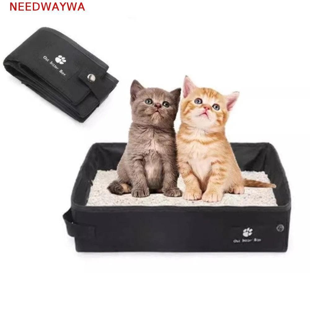 NEEDWAYWA Caixa De Areia Portátil Para Gatos , Lixeira Dobrável Oxford Animais De Estimação , Bandeja Sanitária Reutiliz