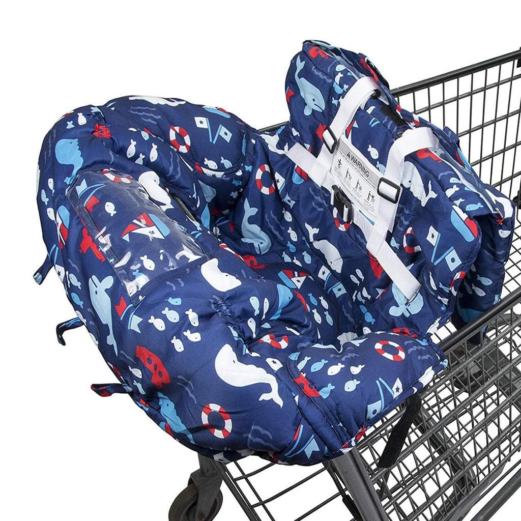 Capa para Carrinho de Compras para Bebê - 2 em 1 - Assento Portátil Dobrável com Bolsa para Bebês e Crianças Pequenas - 