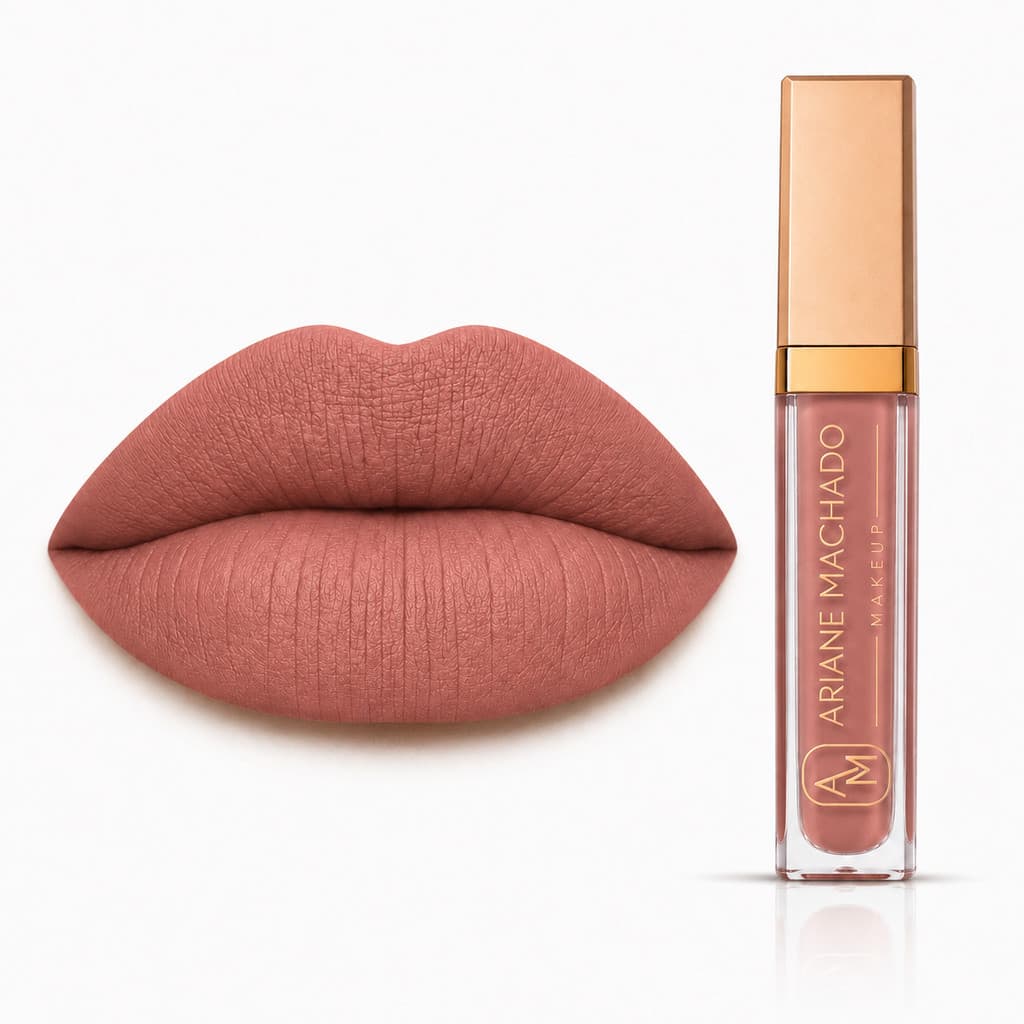 Batom Matte Cléo Rosa Chá Líquido Alta Pigmentação Longa Duração - Ariane Machado Makeup