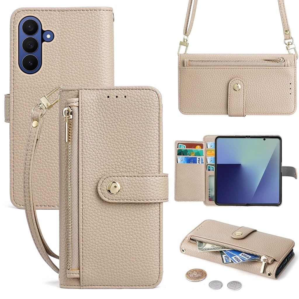Adequado para samsung Z fold 8 ultra lichia padrão Crossbody saco caso de telefone samsung Zfold7 Flip cartão caso de te