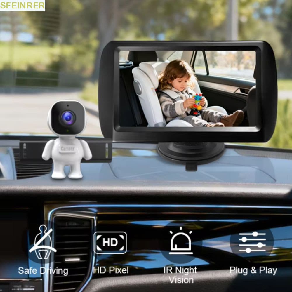Monitor De Carro Para Bebê SFEINRER , Espelho De Com Ventosa De Visão Noturna , Câmera Infravermelha Traseira