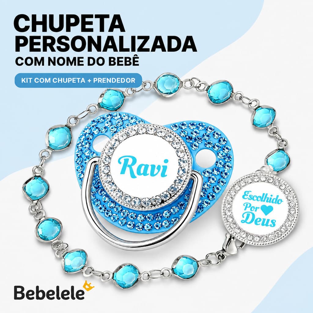 Chupeta para Bebês com Nome Personalizado, Chupeta de Silicone Livre de BPA 7T3K