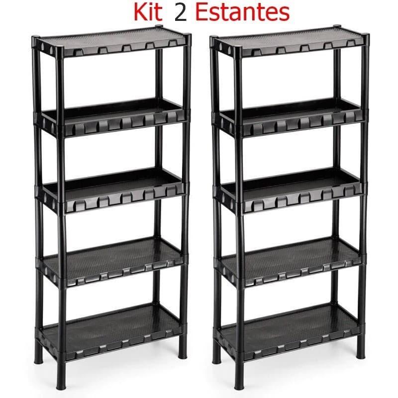 Kit com 2 Estante Organizadora Multiuso de 2 até 7 Prateleiras Cozinha Lavanderia Quarto