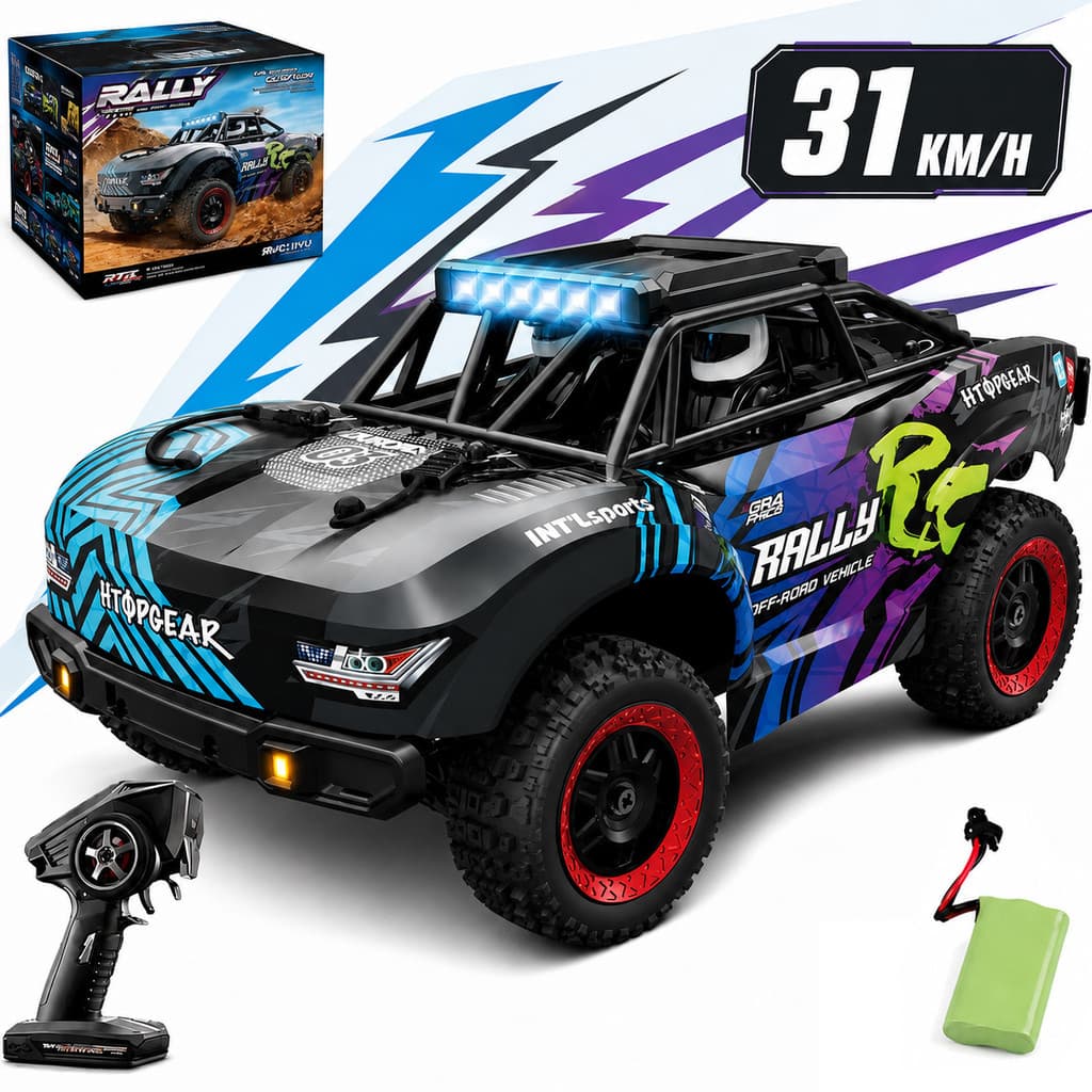 Carrinho Controle Remoto Rally 1:18 4WD Alta Velocidade Até 31km/h Bateria Recarregavel Hobby RC Corrida Adulto Kizumba