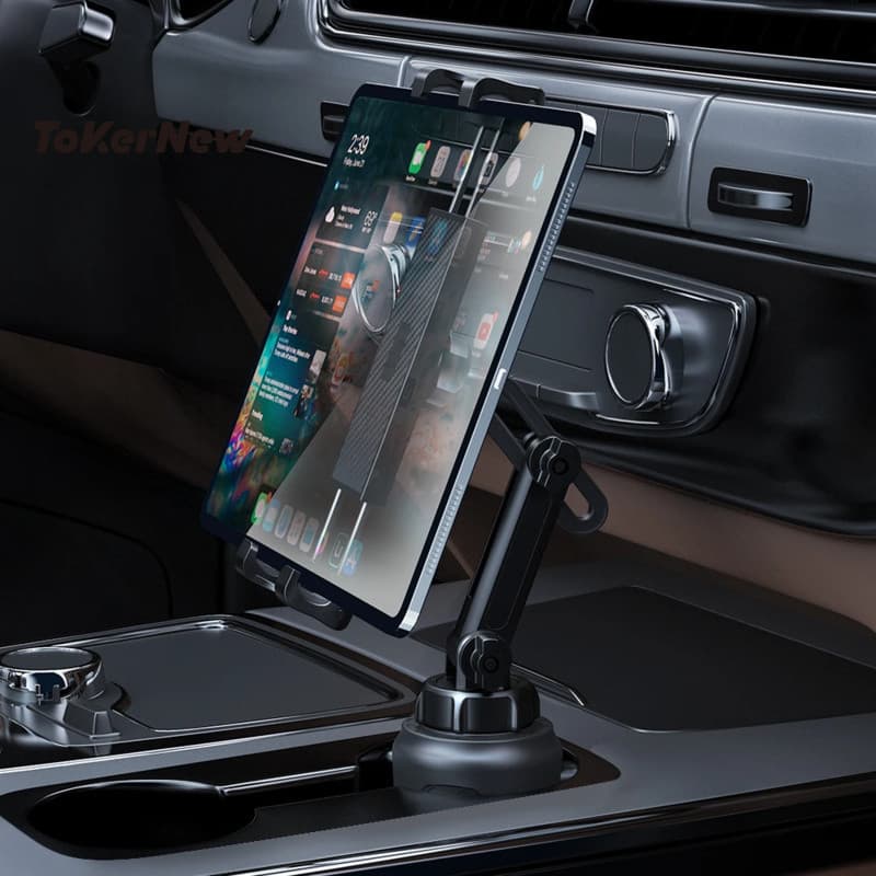 Suporte universal para celular e tablet para carro, base ajustável 360°, braço telescópico, suporte para tablet compatív