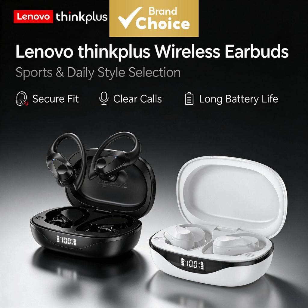 Lenovo LP75 Fones De Ouvido Sem Fio Bluetooth Fone IPX5 Resistente À Água Leve E Confortável Earpods Academia Jogging Tr
