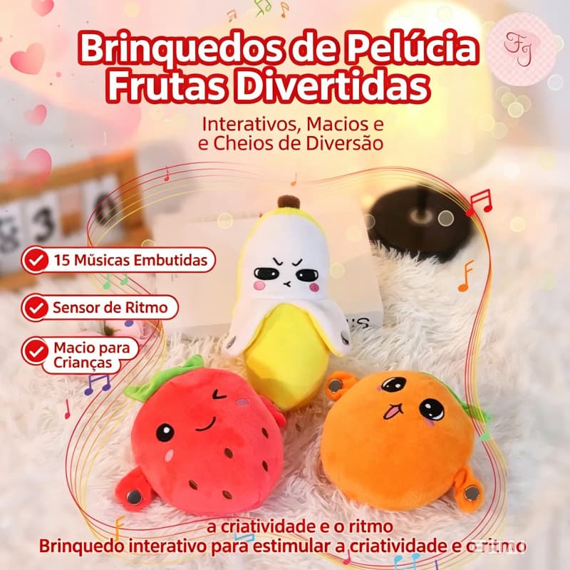 Brinquedo interativo musical com sensor de movimento em formato de frutas, banana/morango/cenoura, brinquedo educativo e