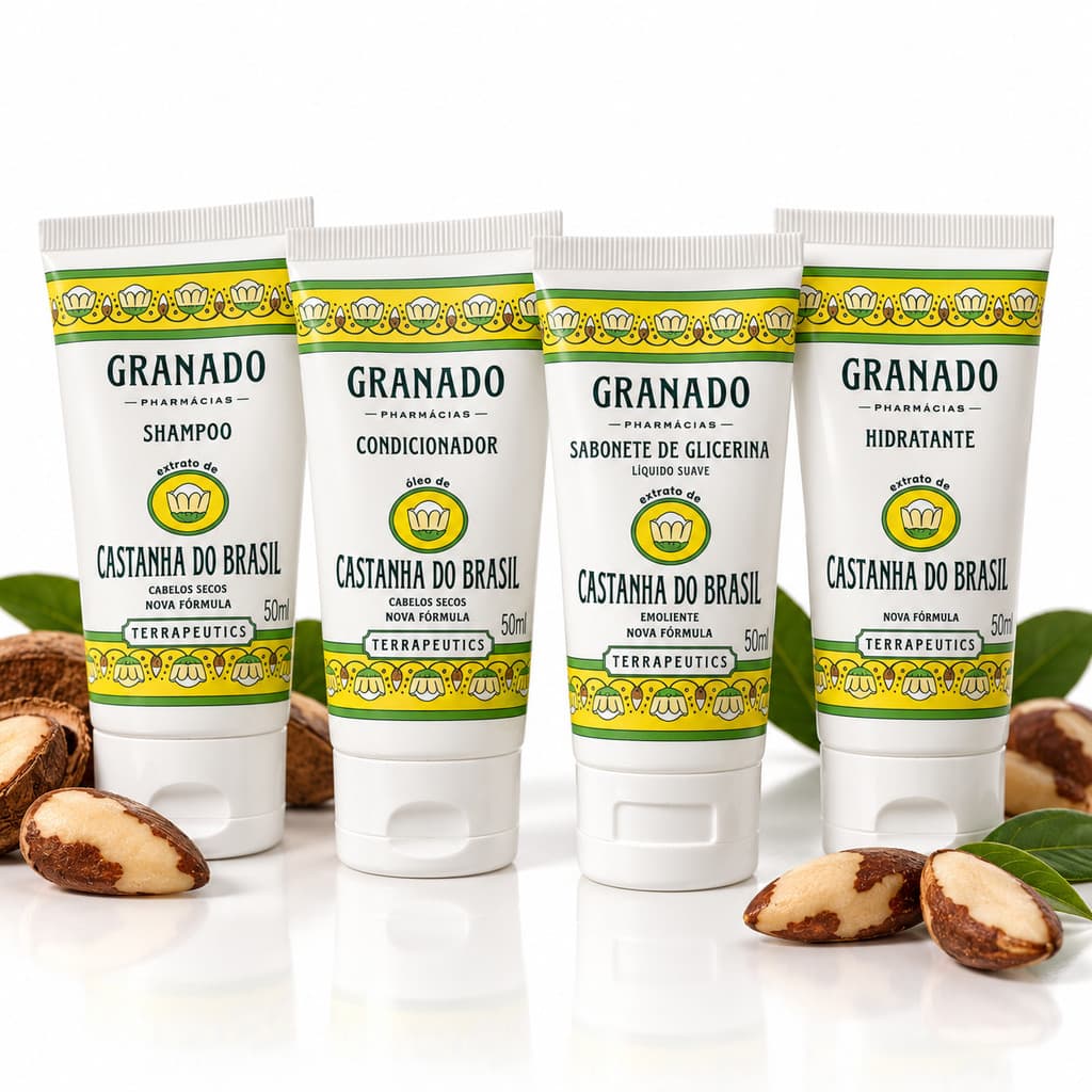 Kit Granado Castanha do Brasil 4 Itens 50ml ? Shampoo, Condicionador, Sabonete de Glicerina e Hidratante
