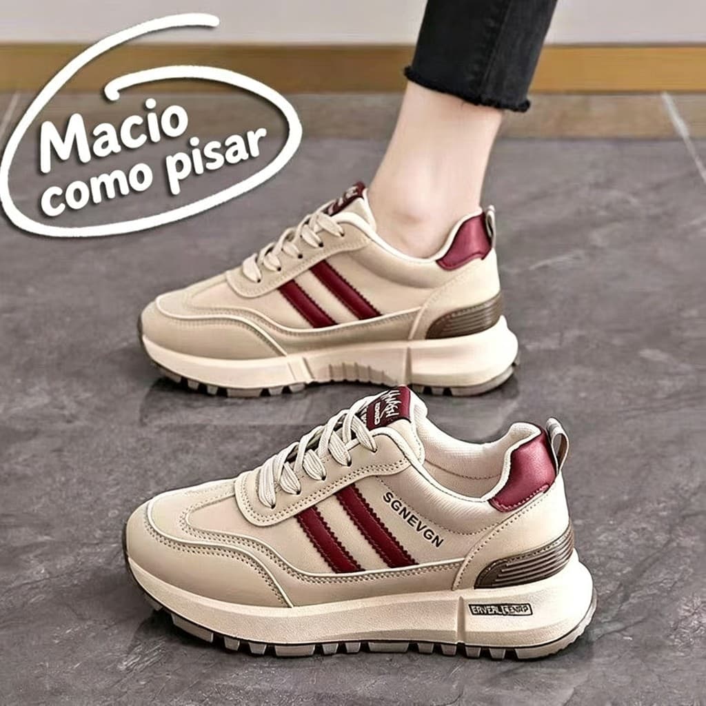 Tênis Feminino Retro Esportivo, Sola Grossa Antiderrapante, Calçado Casual Confortável para Caminhada, Dia a Dia