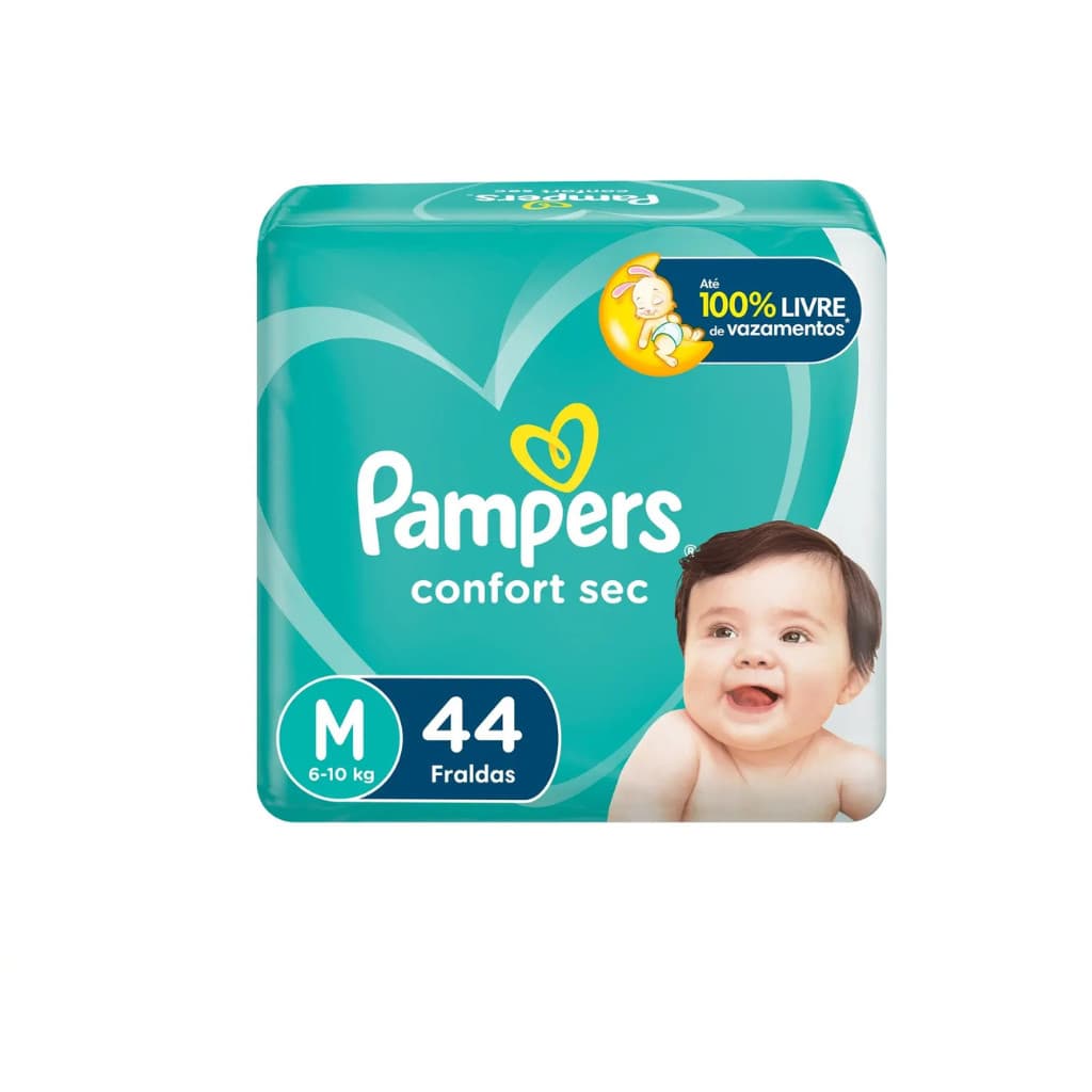 Fralda Infantil Pampers Confort Sec M com 44 unidades