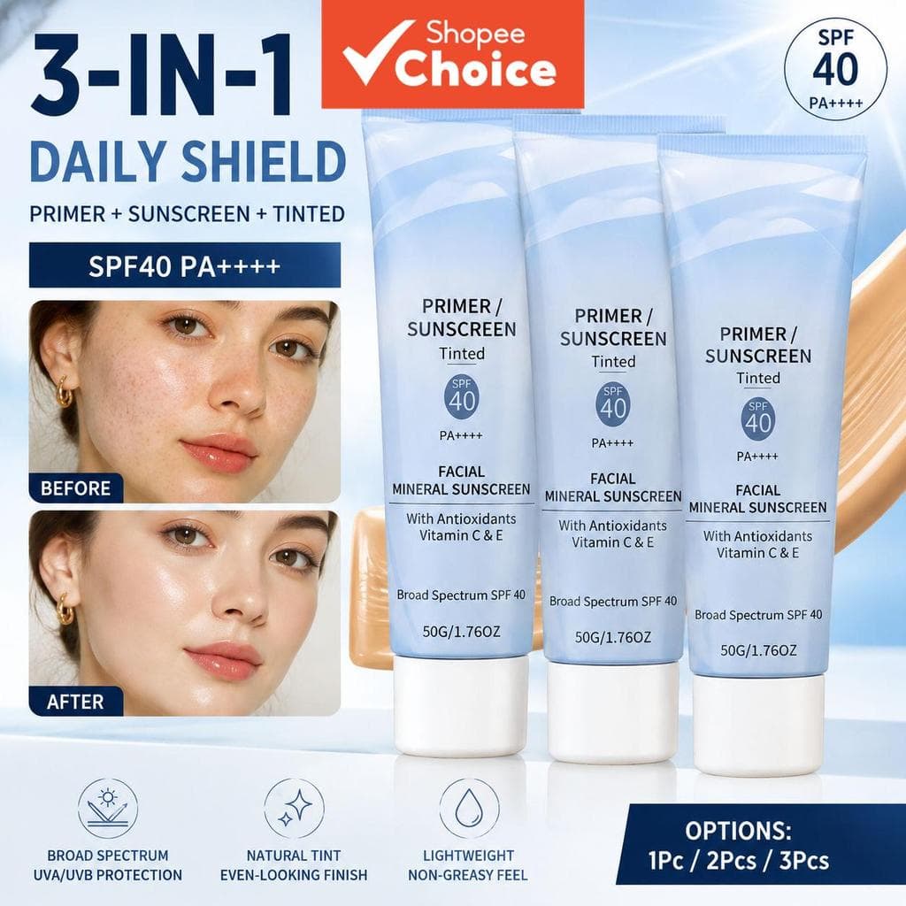 Creme protetor solar mineral 50 g – proteção de amplo espectro UV, primer de maquiagem, protetor solar facial leve,