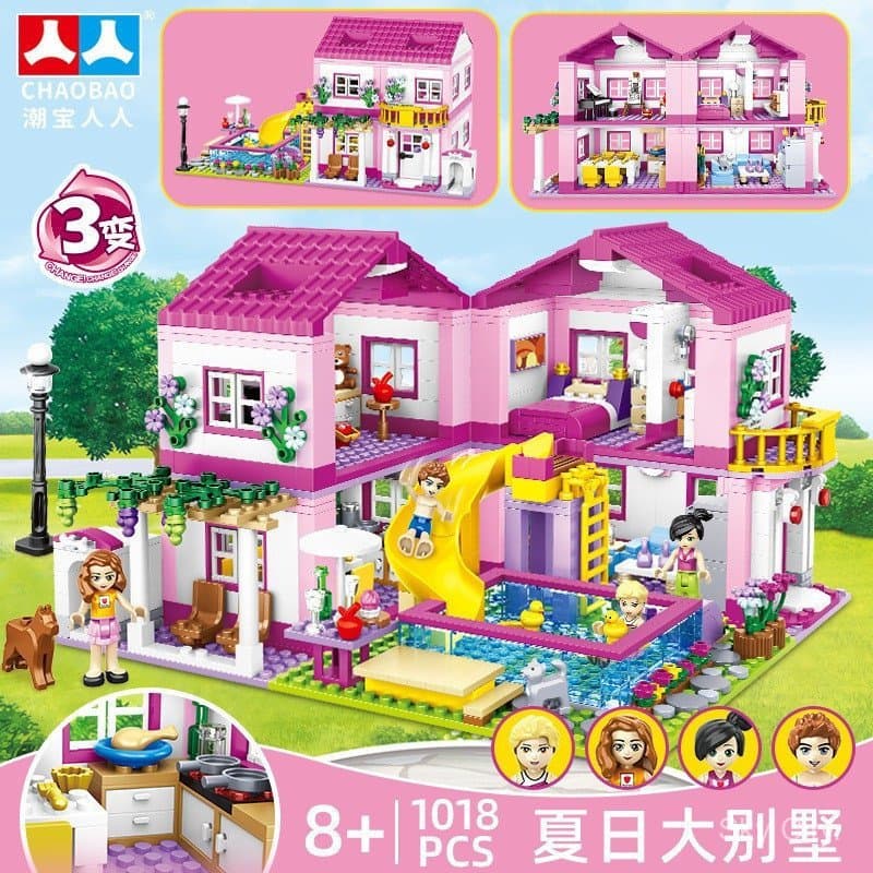 1.000 peças compatíveis com a série Lego Friends, conjunto de blocos de construção para montar uma casa de castelo temát