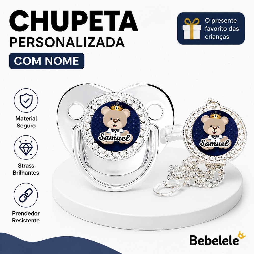 Chupeta Personalizada para Bebê, Pode Gravar o Nome do Bebê, Presente de Aniversário Personalizado LIJQ 2YR9