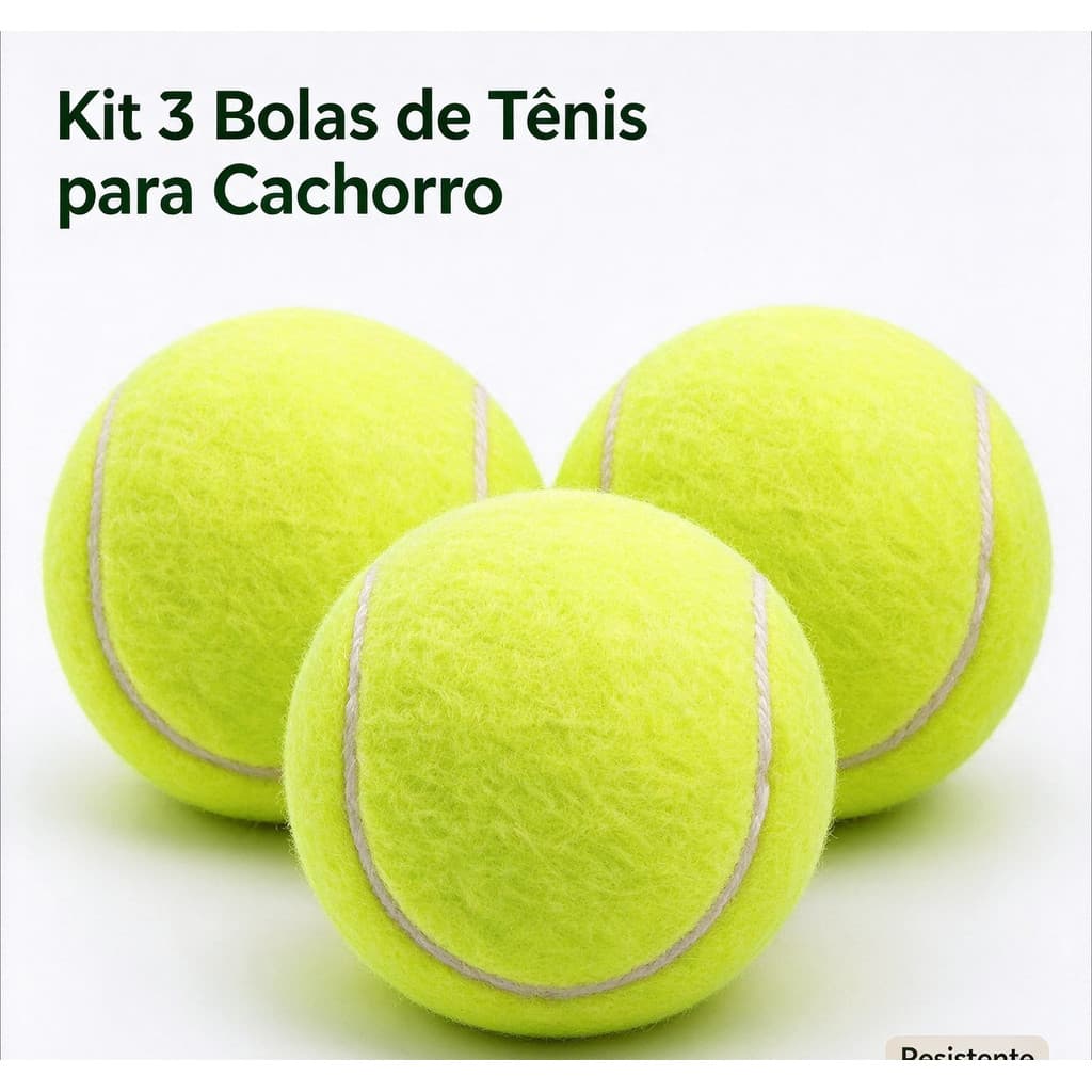 Kit 3 Bolas de Tênis Feltro Resistente Brinquedo para Cachorro Pet, Brincadeira ao Ar Livre, Treinamento ```