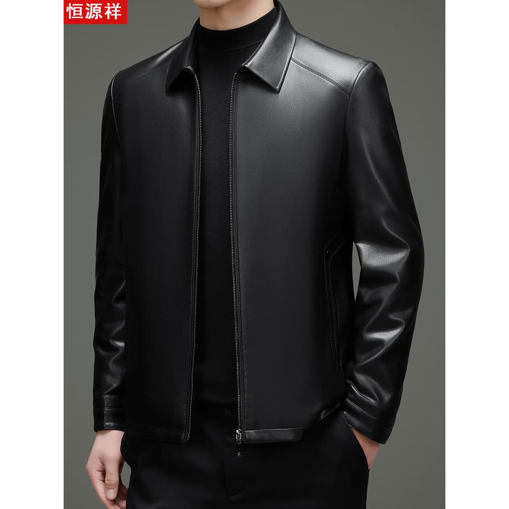 Hengyuanxiang jaqueta de couro masculina jaqueta de negócios casual pai usar jaqueta de couro moda casual jaqueta de cou