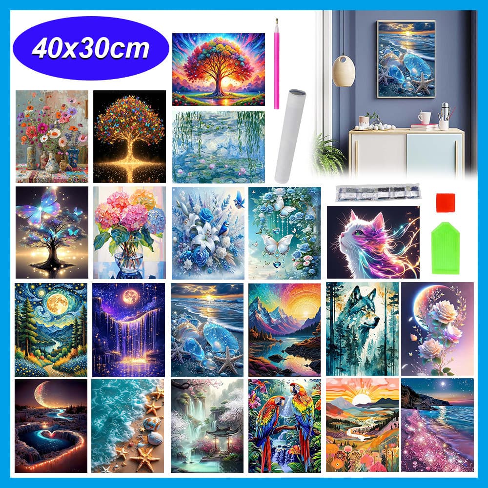 Kit de pintura diamante 5D adulto 30 x 40 cm 丨 Pintura de decoração de quarto de sala de estar com diamante completo