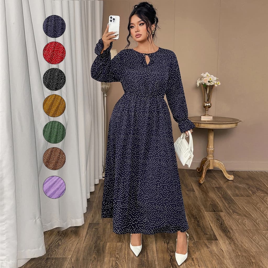 Estilo europeu americano Cross-Border comércio exterior Plus Size vestido feminino bolinhas soltas gordura mm vestido de