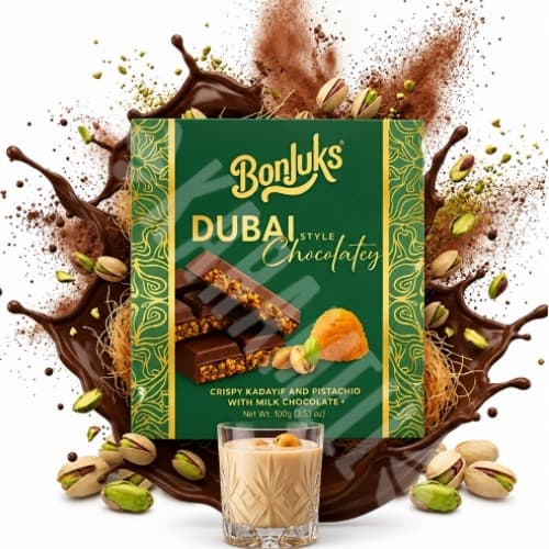Chocolate Dubai Style Pistachio Bonjuks 100g - Importado Turquia