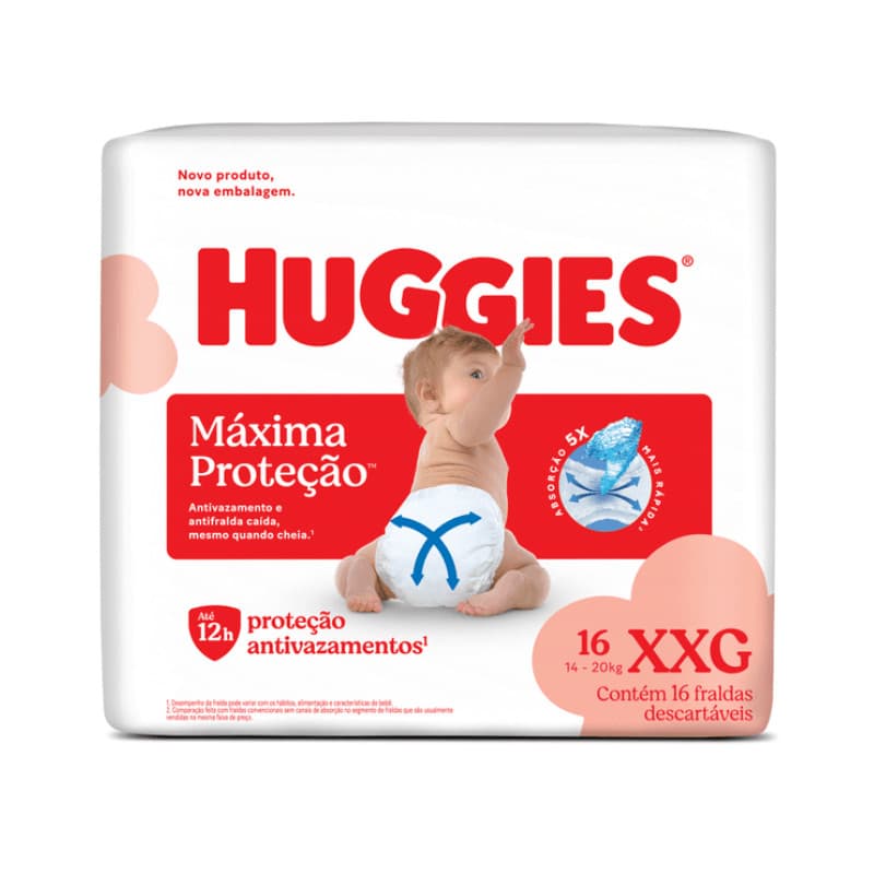 Fralda Huggies Máxima Proteção XXG com 16 unidades