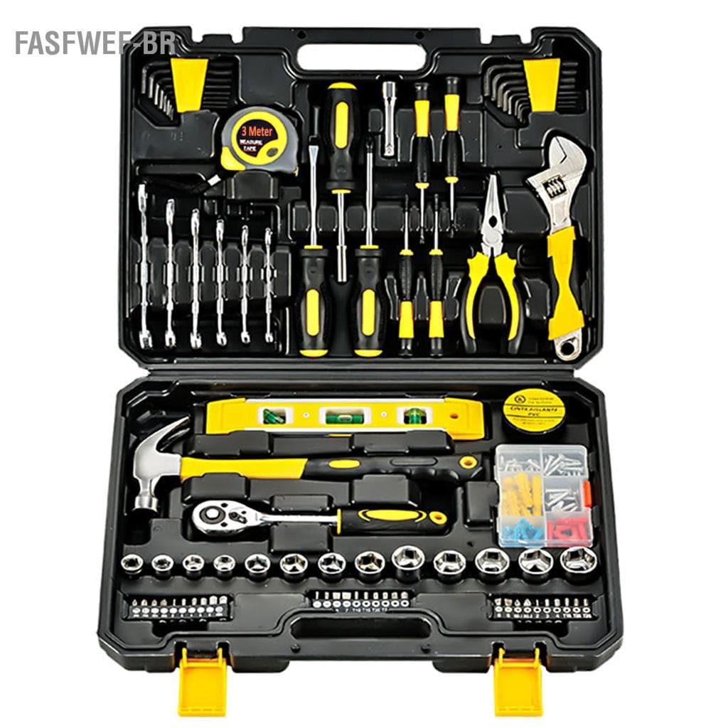 Fasfwef-br Fasfwef-br Conjunto de ferramentas de 108 peças, kit de mão para uso geral com caixa de ferramentas de