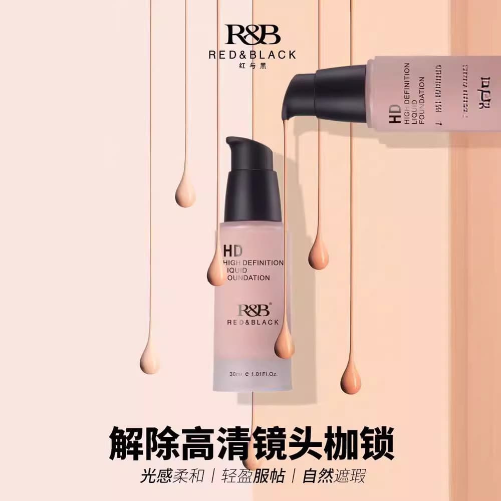 Maquiagem vermelha e preta hd Mineral hd base líquida base líquida profissional creme fundação maquiagem Nude corretivo 