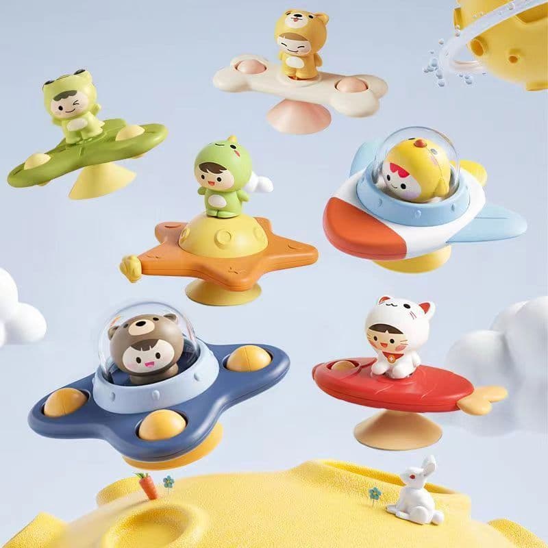 Brinquedo de Ventosa para Bebê Spinner Sensorial Montessori Giratório Educativo para Mesa de Alimentação Cadeira Infanti